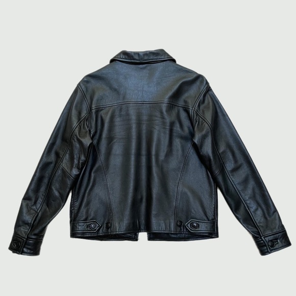 Vintage Black Leather Bomber Jacket Pres De Chamonix - Picture 3 of 5